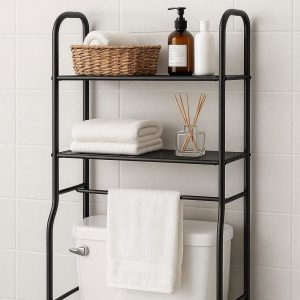 25 Over The Toilet Bathroom Storage Organizer with 3 Tiers and Towel Bar