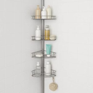26 Corner Shower Caddy 5 Tier Adjustable Metal Bathroom Shelf
